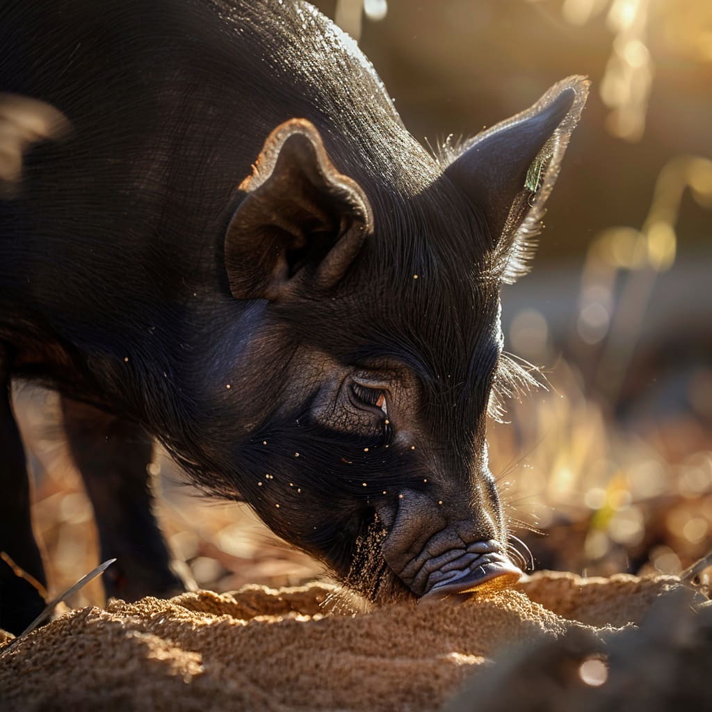 のびのびと育つ金アグー豚